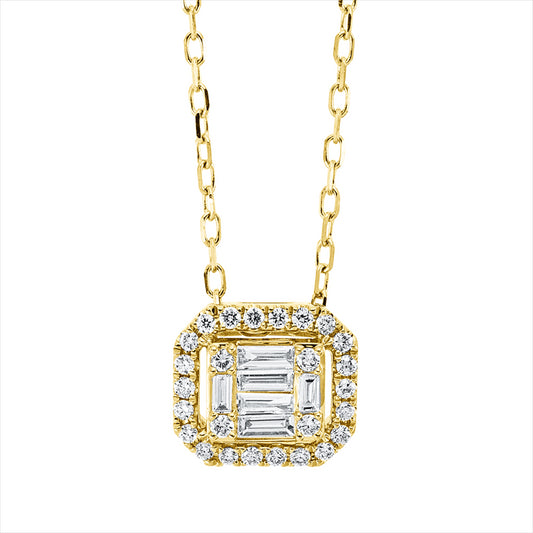 Collier 18 kt GG, 2 Bag. 0,02 ct, TW-si, 4 Bag. 0,10 ct, TW-si, 26 Brill. 0,14 ct, TW-si