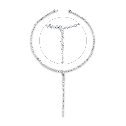 Collier 18 kt WG, 17 Tropfen 3,97 ct, F-vsi/si, 24 Tropfen 8,35 ct, F-vsi/si, 55 Tropfen 8,37 ct, F-vsi/si