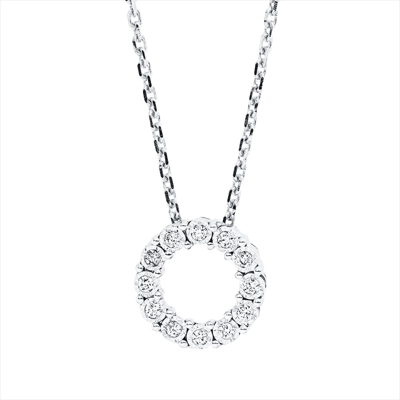 Collier 18 kt WG, mit ZÖ 42 cm, 12 Brill. 0,04 ct, TW-si