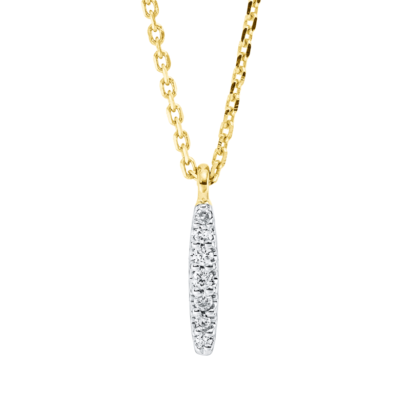 Collier 18 kt GG, mit ZÖ 42 cm, 7 Brill. 0,03 ct, TW-si