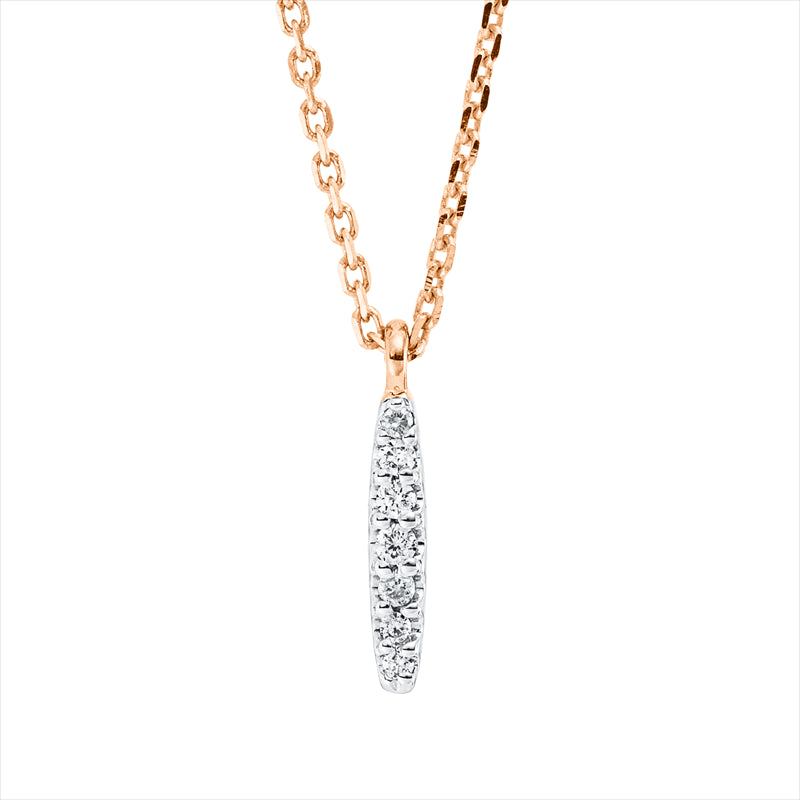 Collier 18 kt RG, mit ZÖ 42 cm, 7 Brill. 0,03 ct, TW-si