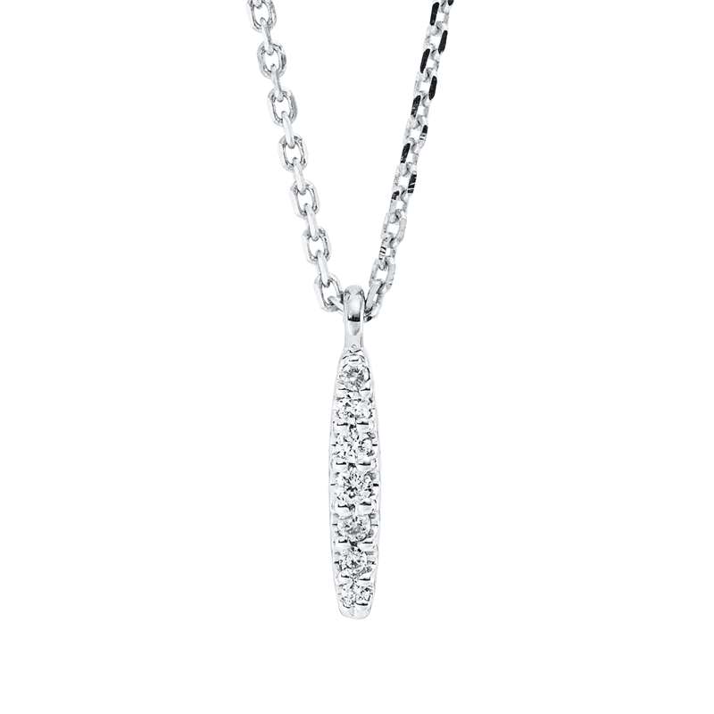 Collier 18 kt WG, mit ZÖ 42 cm, 7 Brill. 0,03 ct, TW-si