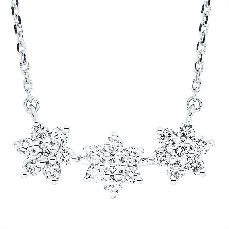 Collier 18 kt WG, mit ZÖ 42 cm, 21 Brill. 0,28 ct, TW-si