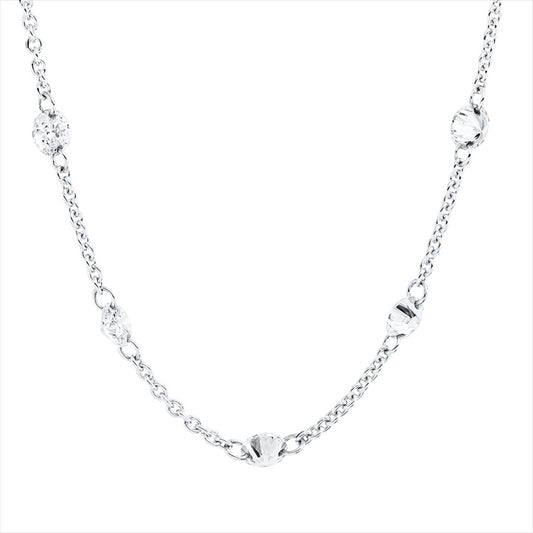 Collier 18 kt WG, mit ZÖ 40,6 cm + 41,9cm, 5 Brill. 0,53 ct, TW-si