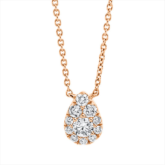 Collier 18 kt RG, mit ZÖ 43,44,5 cm, 1 Brill. 0,14 ct, I-si, 10 Brill. 0,18 ct, I-si