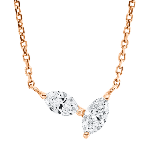 Collier 18 kt RG, 2 Nav. 0,43 ct, TW-vsi