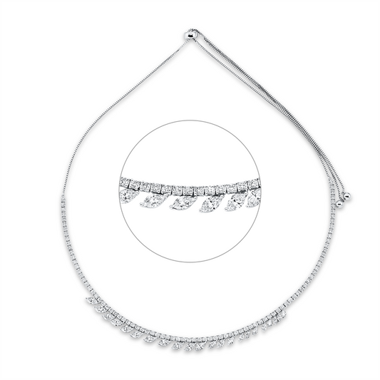 Collier 18 kt WG, 22 Nav. 3,75 ct, TW-vsi, 89 Brill. 1,96 ct, TW-si