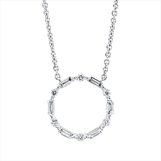 Collier 18 kt WG, 6 Bag. 0,25 ct, TW-si, 6 Brill. 0,11 ct, TW-si