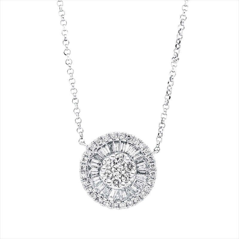 Collier 18 kt WG, mit ZÖ 38 cm,40.5cm, 24 Trap. 0,24 ct, TW-si, 35 Brill. 0,23 ct, TW-si
