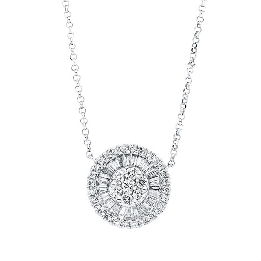 Collier 18 kt WG, mit ZÖ 38 cm,40.5cm, 24 Trap. 0,24 ct, TW-si, 35 Brill. 0,23 ct, TW-si