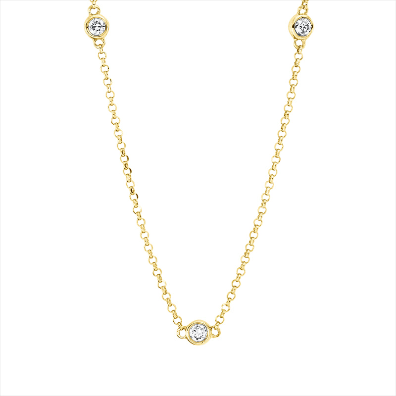 Collier 18 kt GG, mit ZÖ 38cm ,40.5 cm, 10 Brill. 0,26 ct, TW-si