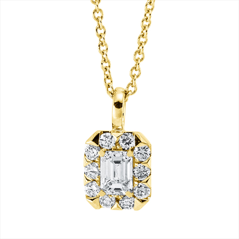 Collier 18 kt GG, mit ZÖ 43,2 cm, 1 Sm.schliff 0,31 ct, TW-si, 10 Brill. 0,22 ct, TW-si