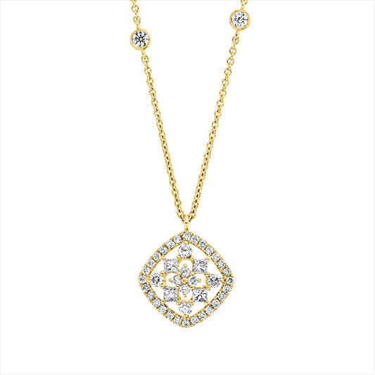 Collier 18 kt GG, mit ZÖ 40 & 43 cm, 4 Princ. 0,17 ct, F-vsi, 40 Brill. 0,47 ct, TW-si