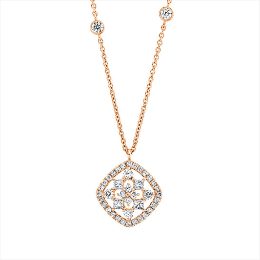 Collier 18 kt RG, mit ZÖ 40 cm + 43 cm, 4 Princ. 0,17 ct, F-vsi, 40 Brill. 0,49 ct, TW-si