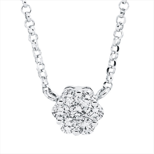 Collier 18 kt WG, mit ZÖ 38cm, 40.5 cm, 7 Brill. 0,13 ct, TW-si