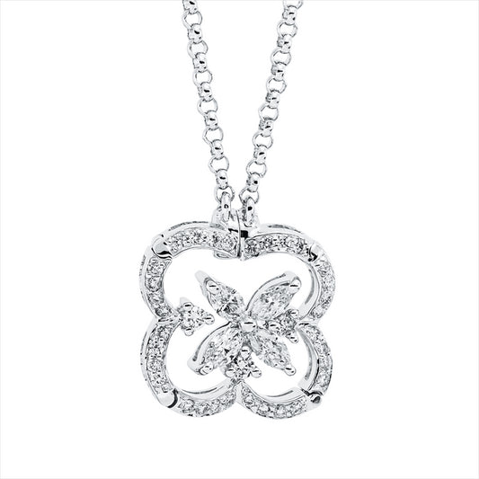 Collier 18 kt WG, 4 Nav. 0,33 ct, TW-si, 35 Brill. 0,27 ct, TW-si