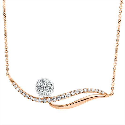 Collier 18 kt RG, 11 Brill. 0,06 ct, TW-si, 7 Brill. 0,22 ct, TW-si, 13 Brill. 0,17 ct, TW-si