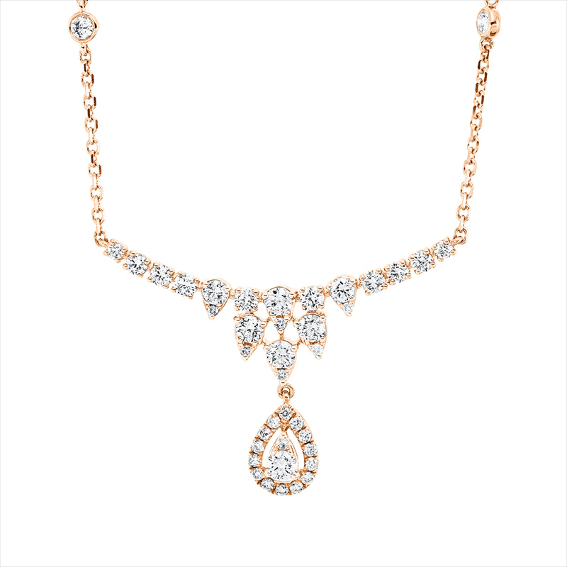 Collier 18 kt RG,  20 Brill. 0,92 ct, TW-si, 1 Brill. 0,10 ct, TW-si, 21 Brill. 0,17 ct, TW-si