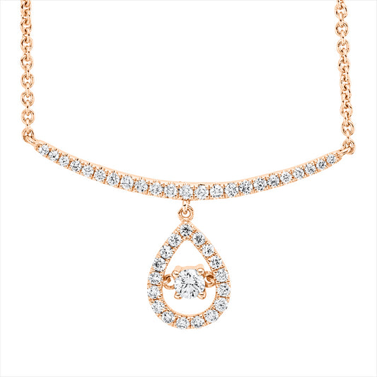 Collier 18 kt RG, mit ZÖ 40 cm + 43 cm, 41 Brill. 0,34 ct, TW-si