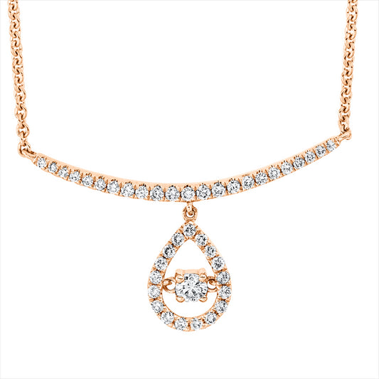 Collier 18 kt RG, mit ZÖ 40 cm + 43 cm, 41 Brill. 0,34 ct, TW-si