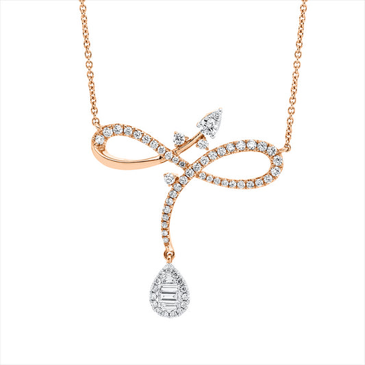 Collier 18 kt RG, 26 Brill.0,29 ct, TW-si, 34 Brill.0,18 ct, TW-si, 4 Bag.0,13 ct, F-vsi, 1 Brill.0,07 ct, TW-si