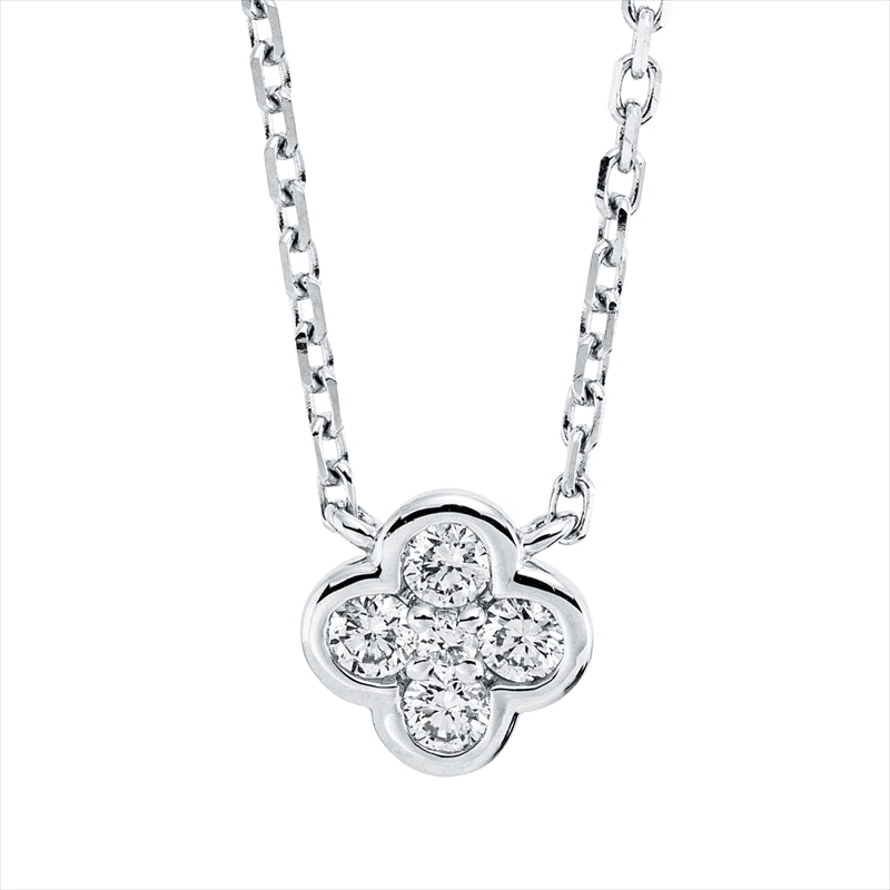 Collier 18 kt WG, mit ZÖ 40 & 43 cm, 4 Brill. 0,16 ct, TW-si, 1 Brill. 0,01 ct, TW-si