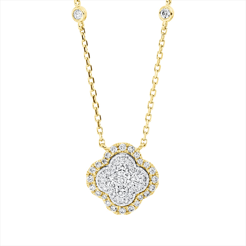 Collier 18 kt GG+WG, mit ZÖ 40+43 cm, 53 Brill. 0,60 ct, TW-si