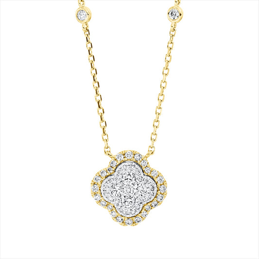 Collier 18 kt GG+WG, mit ZÖ 40+43 cm, 53 Brill. 0,60 ct, TW-si