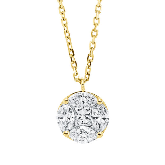 Collier 18 kt GG, mit ZÖ 40,43cm, Fassung rhodi, 4 Nav. 0,67 ct, TW-vsi/si, 1 Princ. 0,15 ct, TW-vsi/si