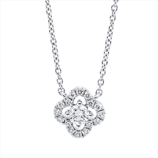 Collier 18 kt WG, mit ZÖ 40 cm, 1 Brill. 0,11 ct, TW-si, 16 Brill. 0,08 ct, TW-si