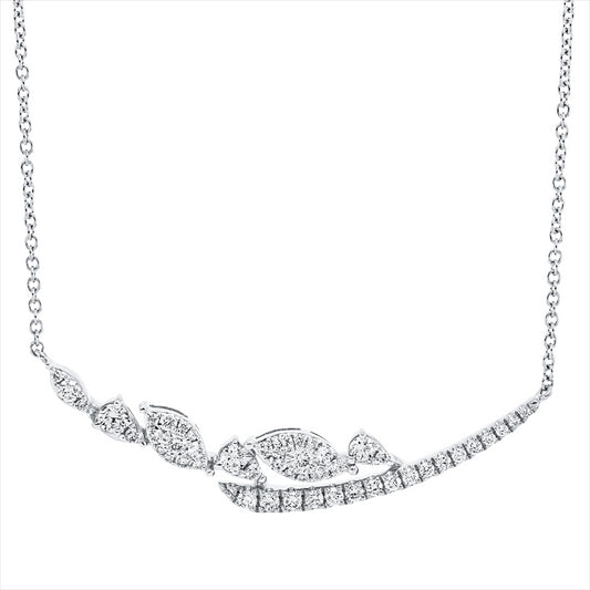 Collier 18 kt WG, mit ZÖ 40, 43 cm, 23 Brill. 0,31 ct, 1 Brill. 0,04 ct,  2 Brill. 0,13 ct,23 Brill. 0,10 ct, F-vsi/si