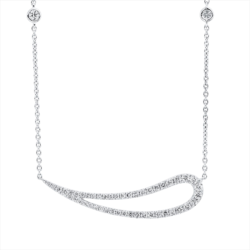 Collier 18 kt WG, mit ZÖ 40 cm + 43 cm, 51 Brill. 0,52 ct, TW-si