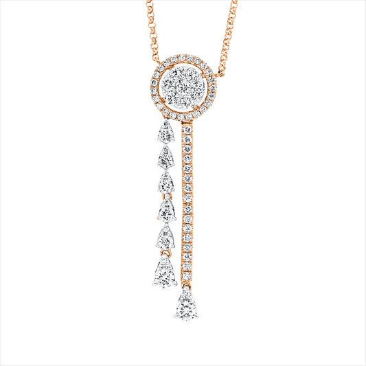 Collier 18 kt RG, mit ZÖ 40 cm + 43 cm, 60 Brill. 0,91 ct, TW-si