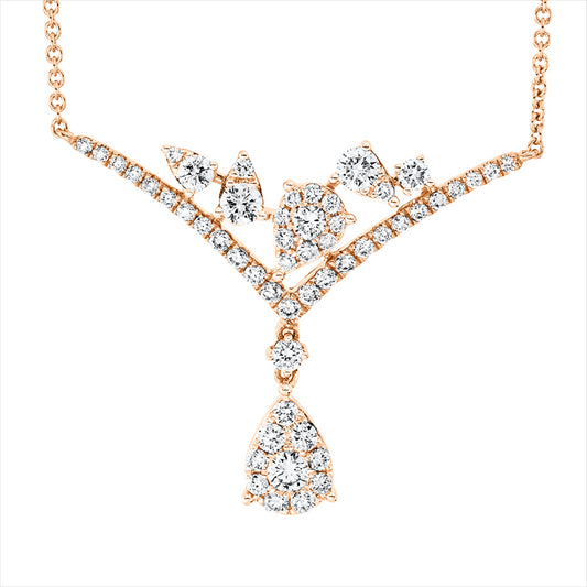 Collier 18 kt RG, Fassung rhodi., mit ZÖ 40+43cm, 53 Brill. 0,79 ct, F-vsi/si