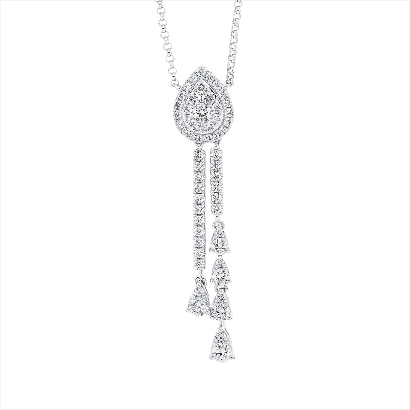 Collier 18 kt WG, mit ZÖ 40 cm, 43 cm, 30 Brill. 0,37 ct, 4 Brill. 0,26 ct, TW-si, 21 Brill. 0,15 ct, TW-si