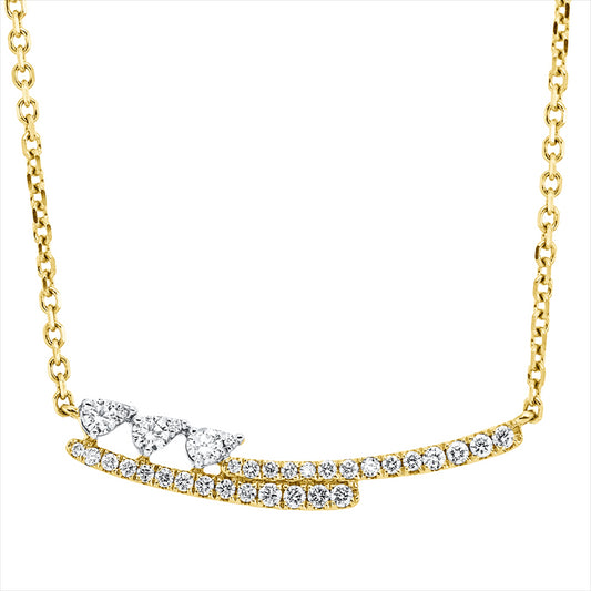 Collier 18 kt GG, Fassung rhodiniert, 14 Brill. 0,17 ct, TW-si, 3 Brill. 0,12 ct, TW-si, 29 Brill. 0,15 ct, TW-si