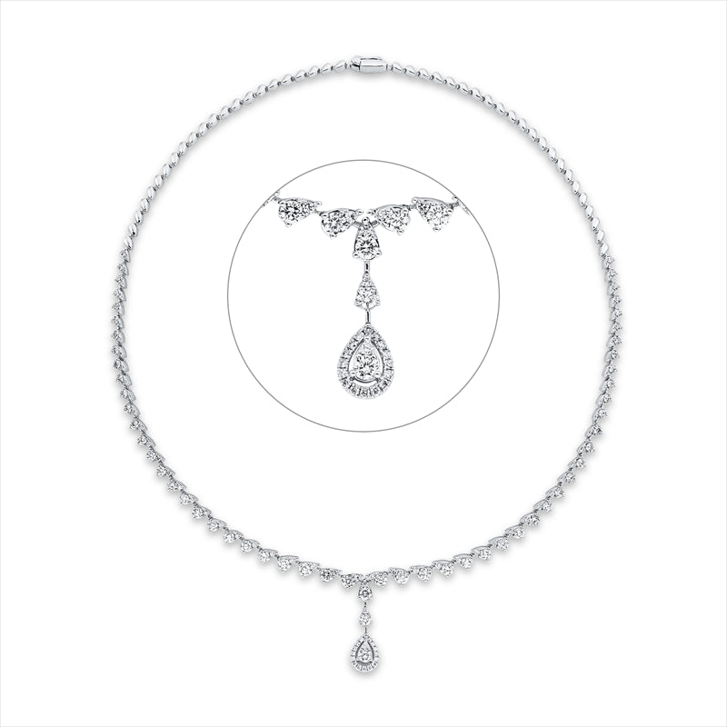 Collier 14 kt WG, 24 Brill. 1,22 ct, TW-pi, 11 Brill. 0,80 ct, TW-pi, 33 Brill. 0,56 ct, TW-pi