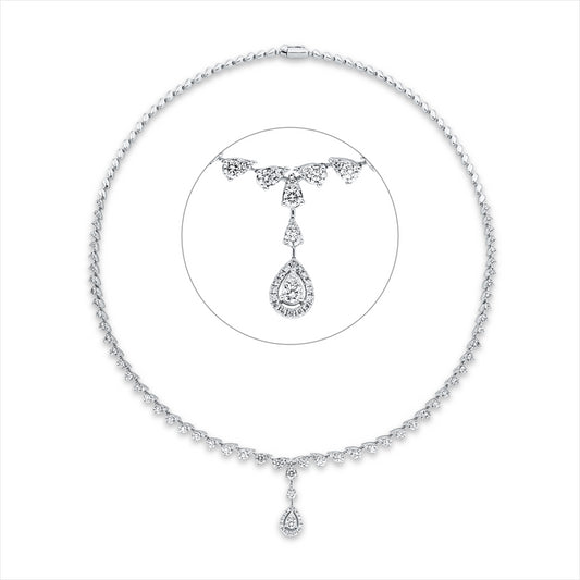 Collier 14 kt WG, 24 Brill. 1,22 ct, TW-pi, 11 Brill. 0,80 ct, TW-pi, 33 Brill. 0,56 ct, TW-pi