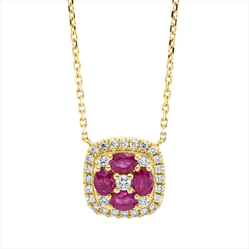 Collier 18 kt GG, mit ZÖ 40 cm, 43 cm, 1 Brill. 0,05 ct, 28 Brill. 0,28 ct, TW-si, 4 Saphire 0,93 ct pink