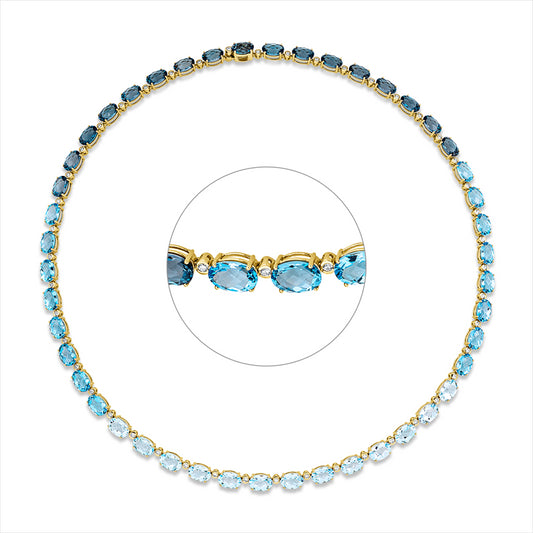 Collier 18 kt GG, 46 Brill. 0,79 ct, TW-si, 46 Topase 43,10 ct multicolor