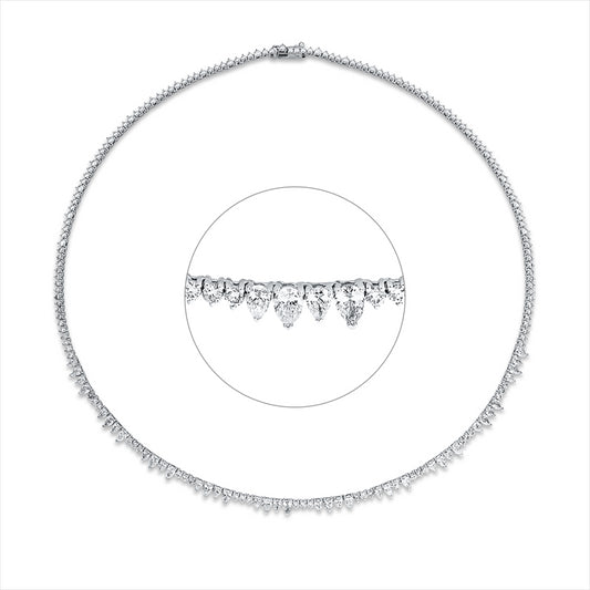 Collier 18 kt WG, 40 Tropfen 3,51 ct, W-vsi/si, 61 Brill. 1,75 ct, W-vsi/si