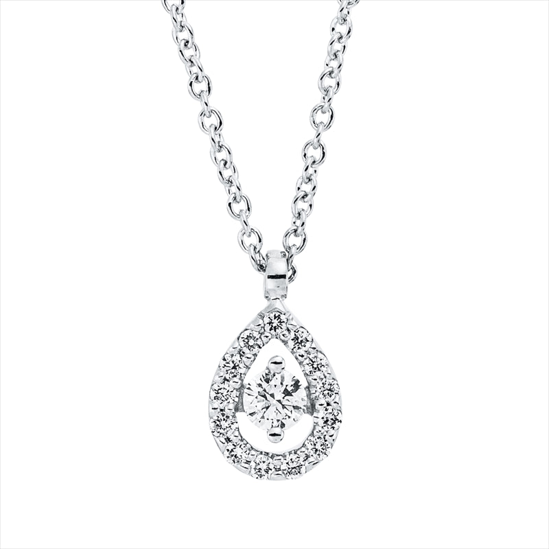 Collier 18 kt WG, mit Öse, 14 Brill. 0,10 ct, TW-si