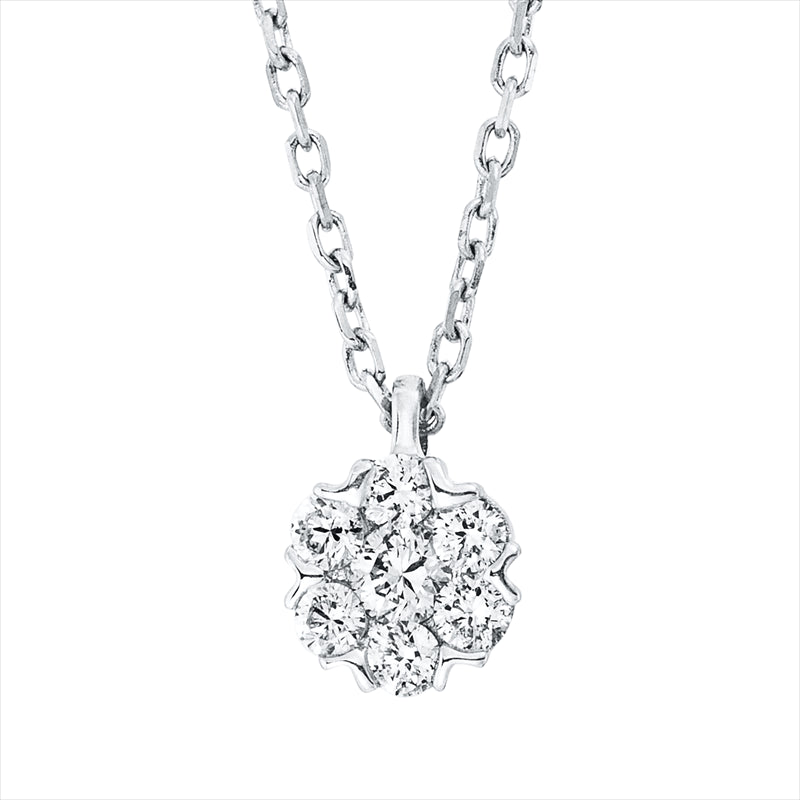 Collier 18 kt WG, mit ZÖ 40 cm + 42 cm, 1 Brill. 0,03 ct, TW-si, 6 Brill. 0,08 ct, TW-si