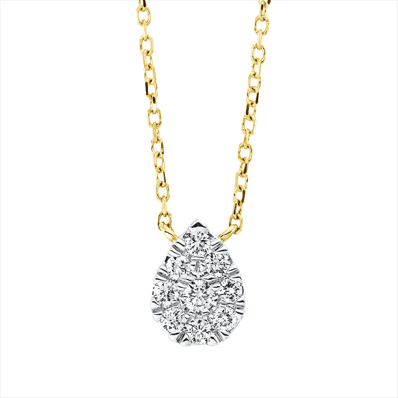 Collier 18 kt GG, mit ZÖ 40 cm + 42 cm, 1 Brill. 0,03 ct, TW-si, 8 Brill. 0,12 ct, TW-si