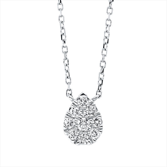 Collier 18 kt WG, mit ZÖ 40 cm + 42 cm, 1 Brill. 0,03 ct, TW-si, 8 Brill. 0,12 ct, TW-si