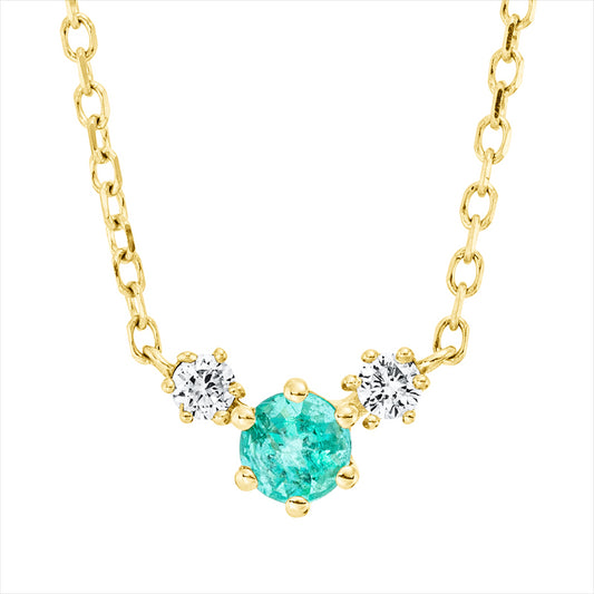 Collier 18 kt GG, mit ZÖ 40 cm + 42 cm, 2 Brill. 0,05 ct, TW-si, 1 Smaragd 0,11 ct grün