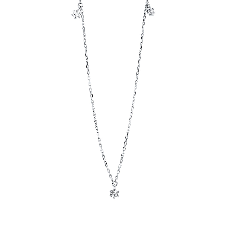 Collier 18 kt WG, mit ZÖ 40 cm + 42 cm, 3 Brill. 0,10 ct, TW-si