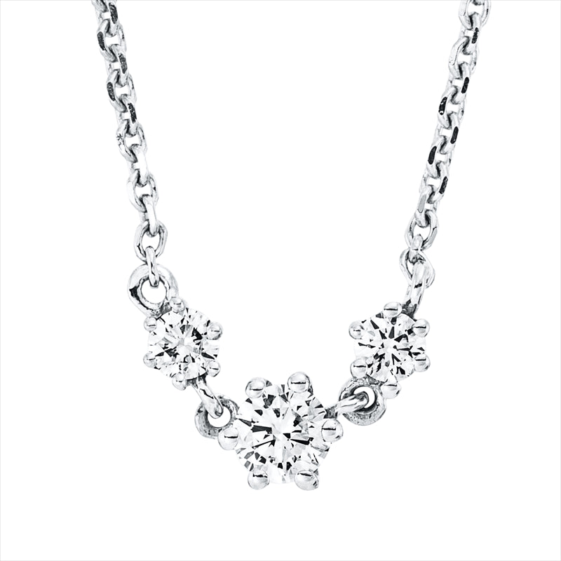 Collier 18 kt WG, mit ZÖ 40 cm + 42 cm, 3 Brill. 0,10 ct, TW-si