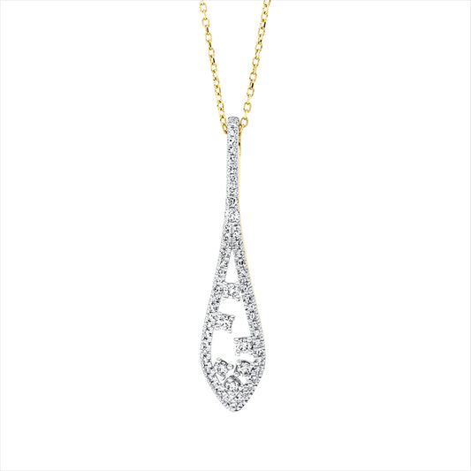 Collier 18 kt GG, Fass. rhod. mit ZÖ 40 cm + 42, 11 Brill. 0,17 ct, TW-si, 49 Dia. 0,19 ct, TW-si