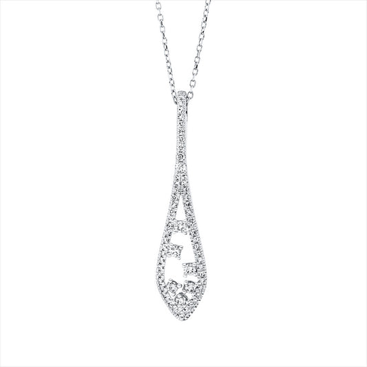 Collier 18 kt WG, mit ZÖ 40 cm + 42 cm, 11 Brill. 0,17 ct, TW-si, 49 Dia. 0,19 ct, TW-si